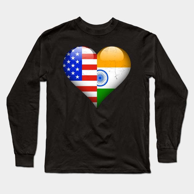 Half American Half Indian - Gift for Indian From India Long Sleeve T-Shirt by Country Flags